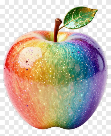 Rainbow Apple With Glitter PNG