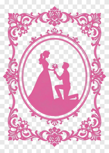 Pink Silhouette Of A Wedding Proposal PNG