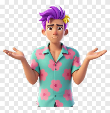 Cartoon Character With Confused Expression PNG