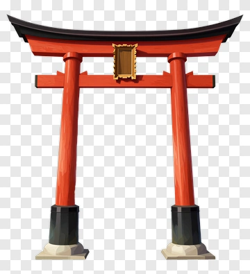 Red Torii Gate With Wooden Plaque PNG