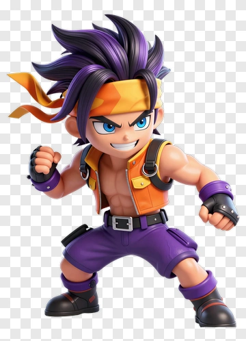 Anime Fighter In Action Pose PNG