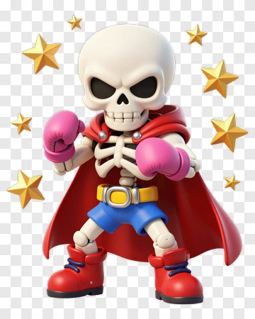 Skeleton Superhero Boxing Figurine PNG