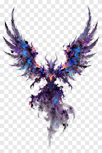 Mythical Bird With Fiery Wings PNG