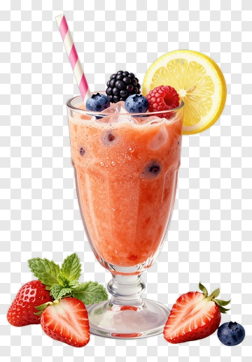 Strawberry Smoothie With Fruit Garnish PNG