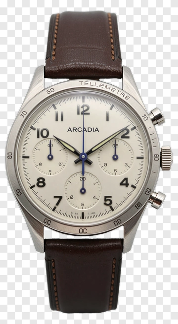 Arcadia Chronograph Watch With Leather Strap PNG
