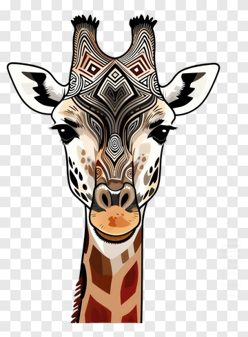 Giraffe With Geometric Patterns PNG