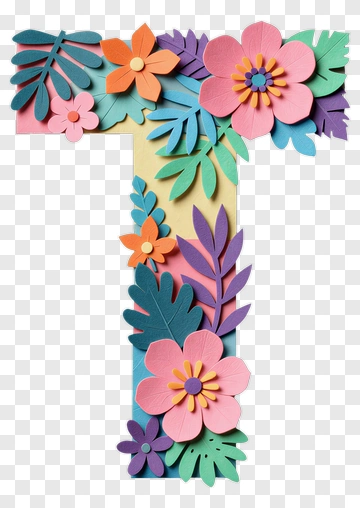 Floral Letter T Design PNG