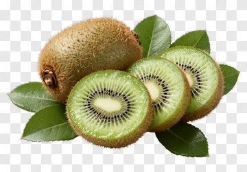 Fresh Kiwi Fruit With Leaves PNG