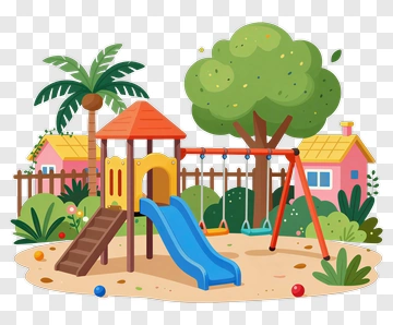 Colorful Playground With Slide And Swing PNG