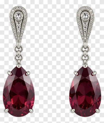 Teardrop Ruby Earrings With Diamond Accents PNG
