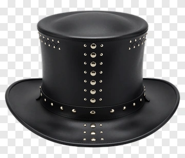 Black Top Hat With Silver Studs PNG