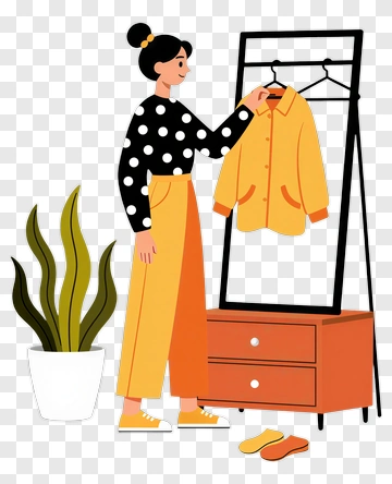 Woman Choosing Outfit PNG
