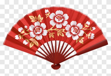 Red Cherry Blossom Decorative Fan PNG