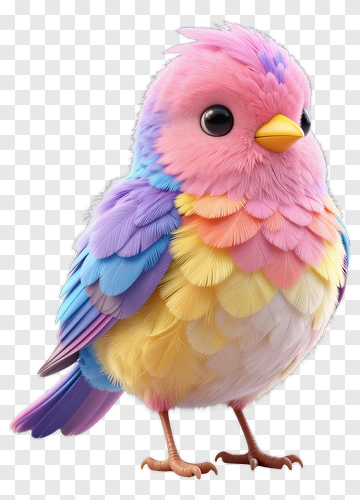 Rainbow Bird With Soft Feathers PNG