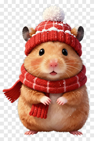 Cute Hamster In Winter Outfit PNG