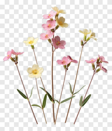 Delicate Pink And Yellow Flowers PNG