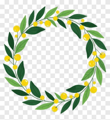 Leaf Wreath With Yellow Berries PNG