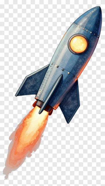 Blue Rocket Launching Into Space PNG