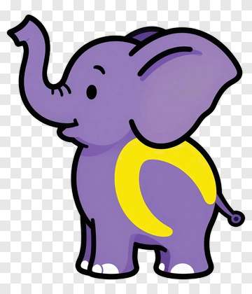 Purple Elephant With Yellow Patch PNG