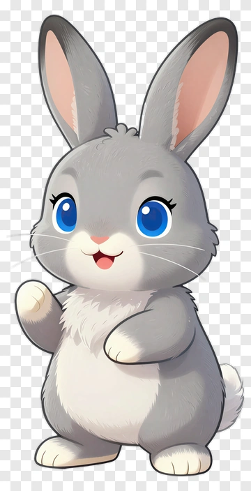 Cute Cartoon Rabbit With Blue Eyes PNG