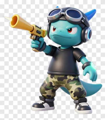 Cartoon Dinosaur With Gun PNG