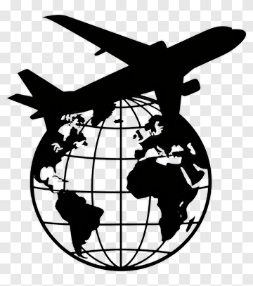 Airplane Over Globe PNG