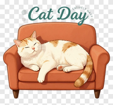 Cat Day Illustration PNG