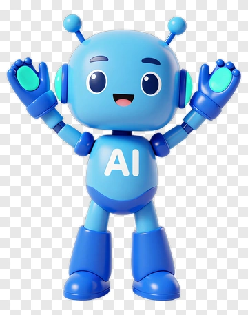 Blue AI Robot Character PNG
