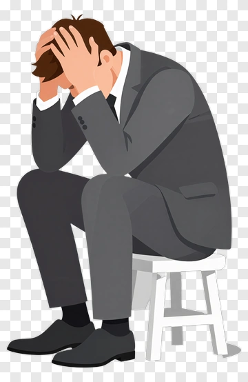 Man Sitting With Hands On Head PNG
