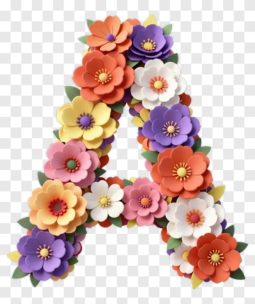 Letter A Made Of Paper Flowers PNG