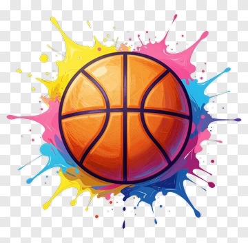 Vibrant Basketball With Colorful Splash PNG