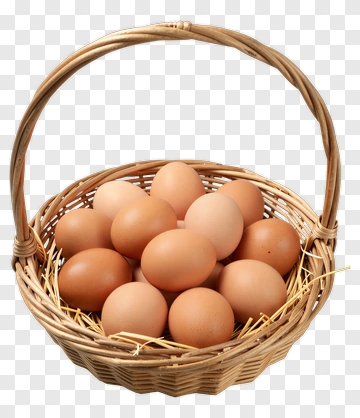 Basket Of Brown Eggs With Hay PNG
