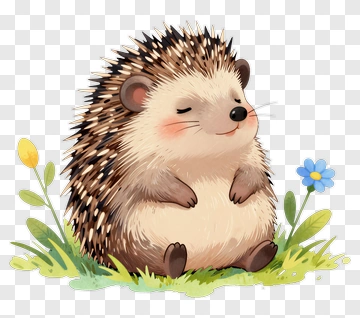 Cute Hedgehog In Garden PNG