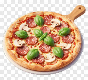 Pizza With Mushrooms And Basil PNG