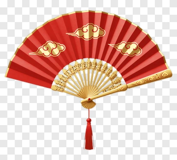 Red And Gold Chinese Paper Fan PNG