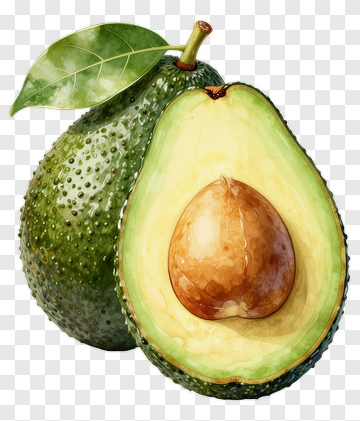 Fresh Avocado With Leaf PNG
