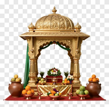 Golden Temple With Offerings PNG