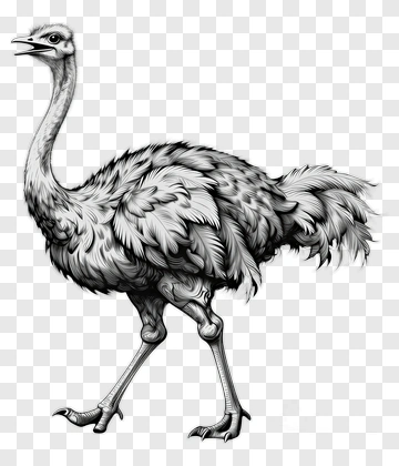 Ostrich In Detailed Sketch Style PNG