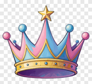 Cartoon Crown With Star And Gems PNG