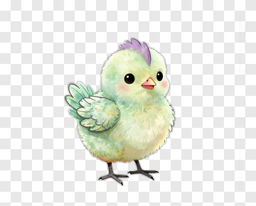 Cute Green Chick With Purple Crest PNG