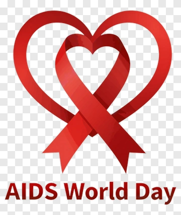 Red Ribbon Heart For AIDS World Day PNG