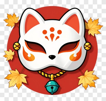 Fox Mask With Autumn Leaves PNG