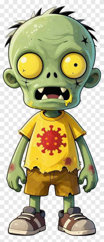 Cartoon Zombie Child With Virus Symbol PNG