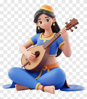 Woman Playing Musical Instrument PNG
