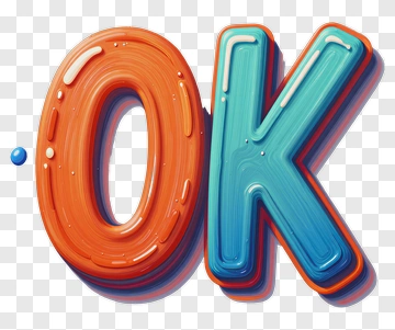 3D OK Letters In Orange And Blue PNG