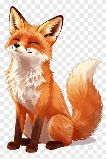 Cute Cartoon Fox Sitting PNG