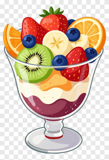 Colorful Fruit Salad In Glass Bowl PNG