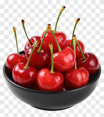 Fresh Cherries In A Black Bowl PNG