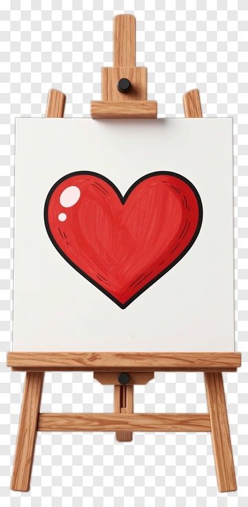 Red Heart Painting On Canvas PNG