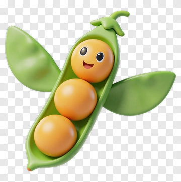 Cute Pea Pod With Peas PNG